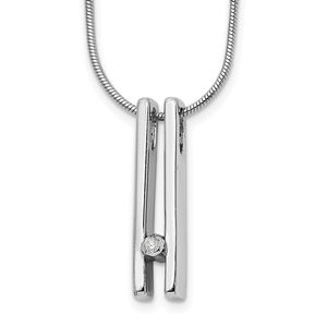 925 Sterling Silver Rhodium-plated 18 Inch Diamond Necklace, 2" Ext.